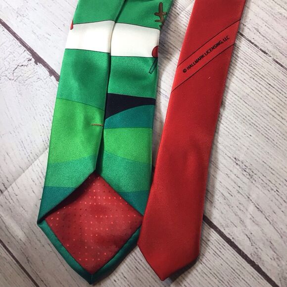Vintage Hallmark Holiday Traditions Red Green Santa Reindeer Golf Tie - Picture 11 of 14